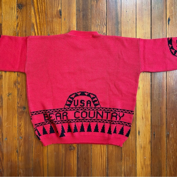 Vintage 80s Jane Adams Bear Country U.S.A. continuous print sweater One Size - Picture 5 of 5
